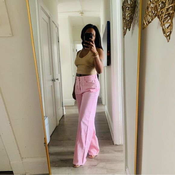 & OTHER STORIES WIDE LEG JEANS PINK - Picture 4 of 15